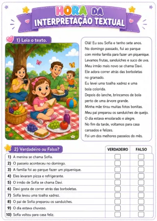 Capa de Interpretaçãotextual Marcar V Ou F